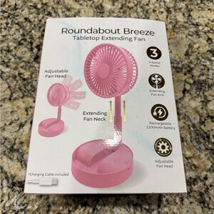 Pink Tabletop Extending Fan